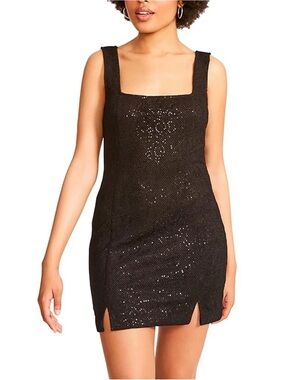 BB Dakota Black Sequin Square-Neck Mini Dress size 4 NWT
